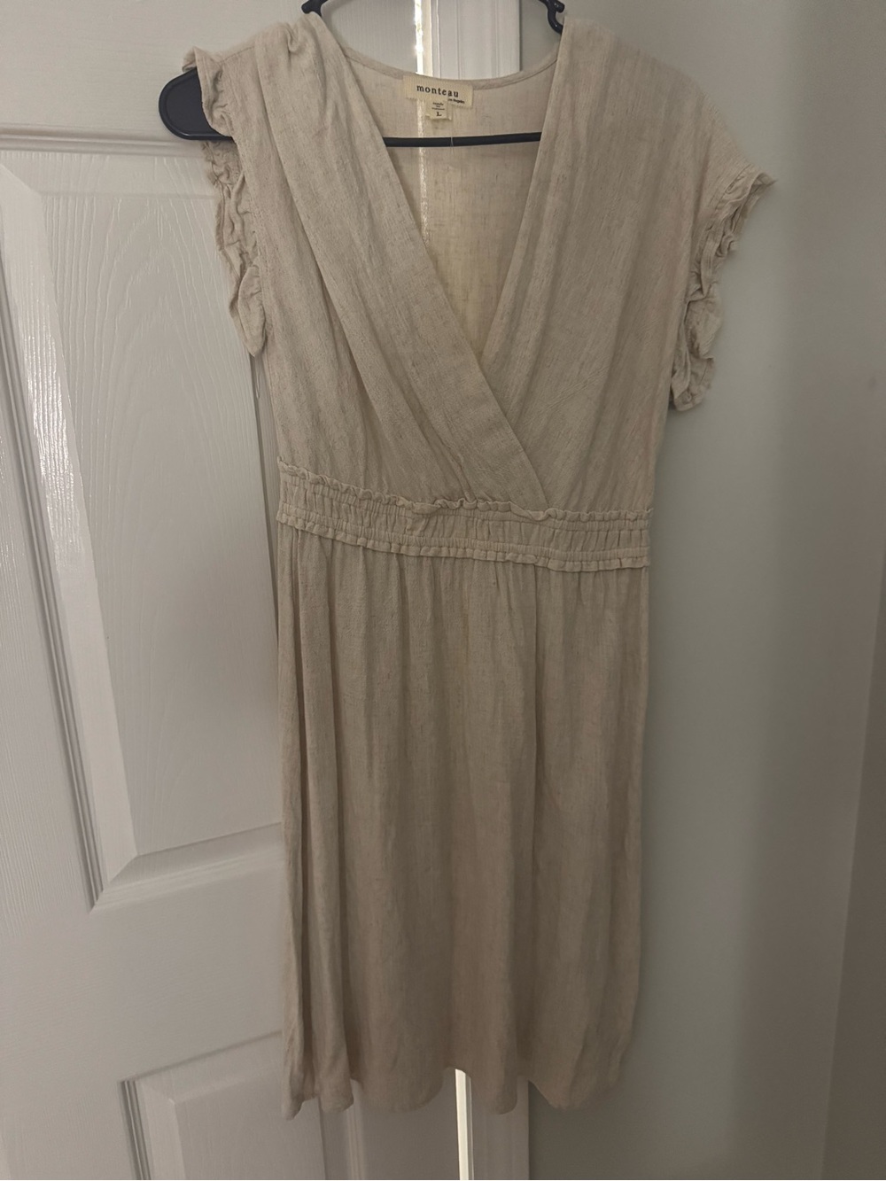 Monteau Neutral Beige Wrap Midi Dress